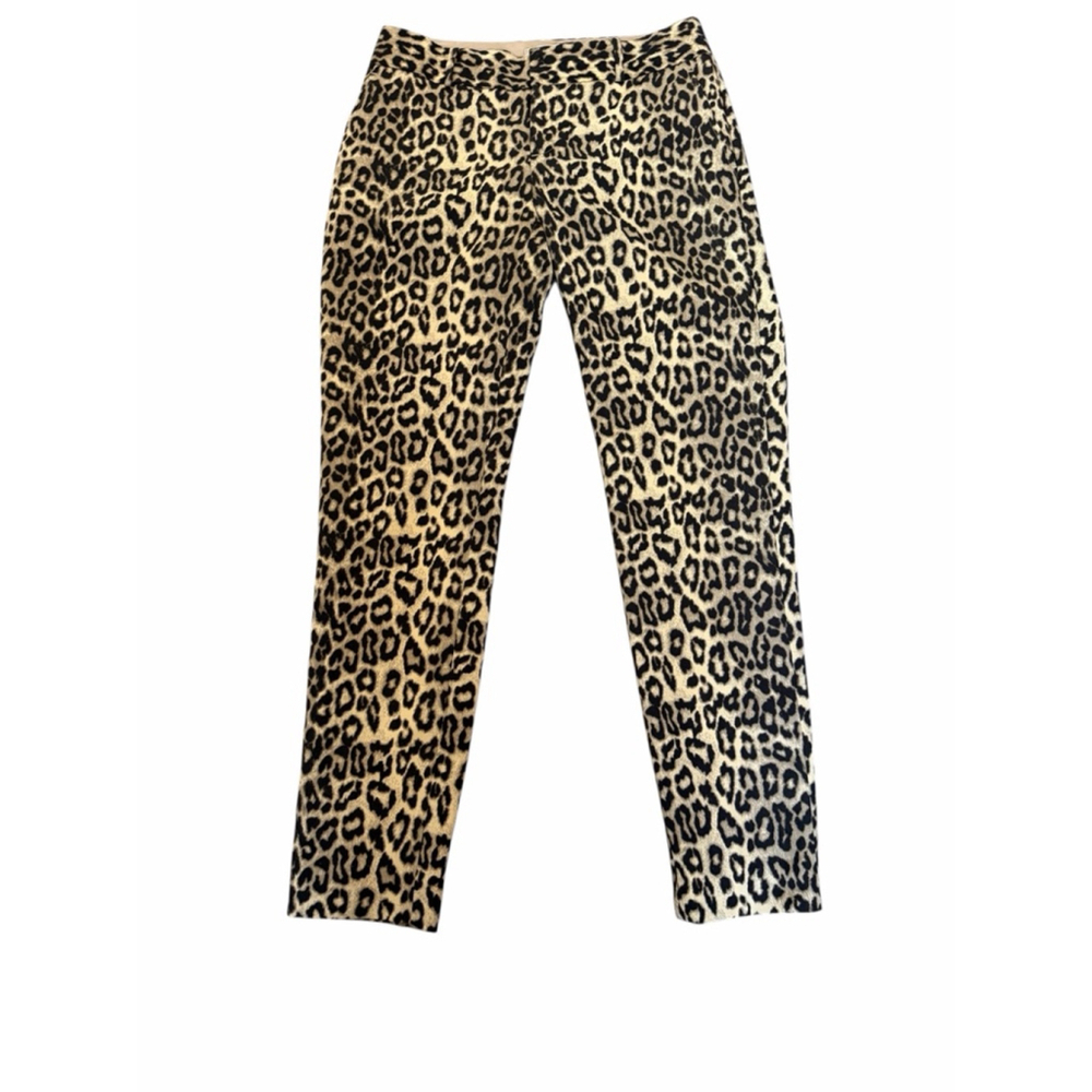 Banana Republic Leopard Print Pants Women Size 0 Slim Fit Animal Print Stretch